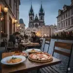 מסעדות בכיכר ואצלב 2025/6 - מומלצות חובה מסעדה איטלקית עם נוף של מבנים צ'כיים עתיקים